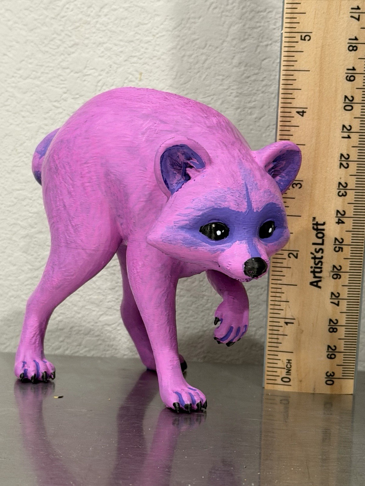 Jimothy the Raccoon figurine. Purple/Pink hand painted. Jimothy the Raccoon figurine. Purple/Pink hand painted.