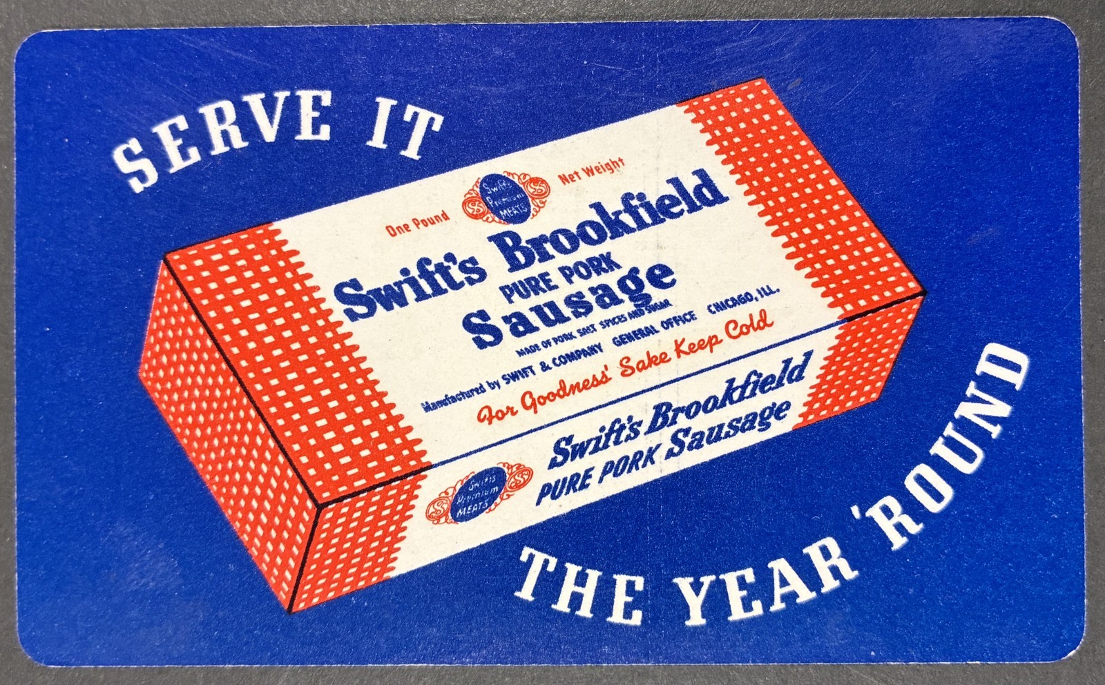 SWIFT\'S BROOKFIELD SAUSAGE 1941 POCKET CALENDAR. Vintage Ad. 3.75\