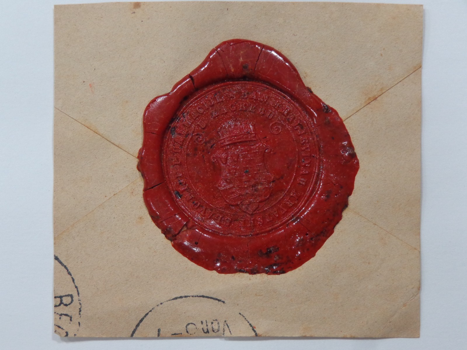 1800'S WAX SEAL FOR COUNTY OF ZAGREB, CROATIA-SLAVONIA, AUSTRO-HUNGARIAN EMPIRE