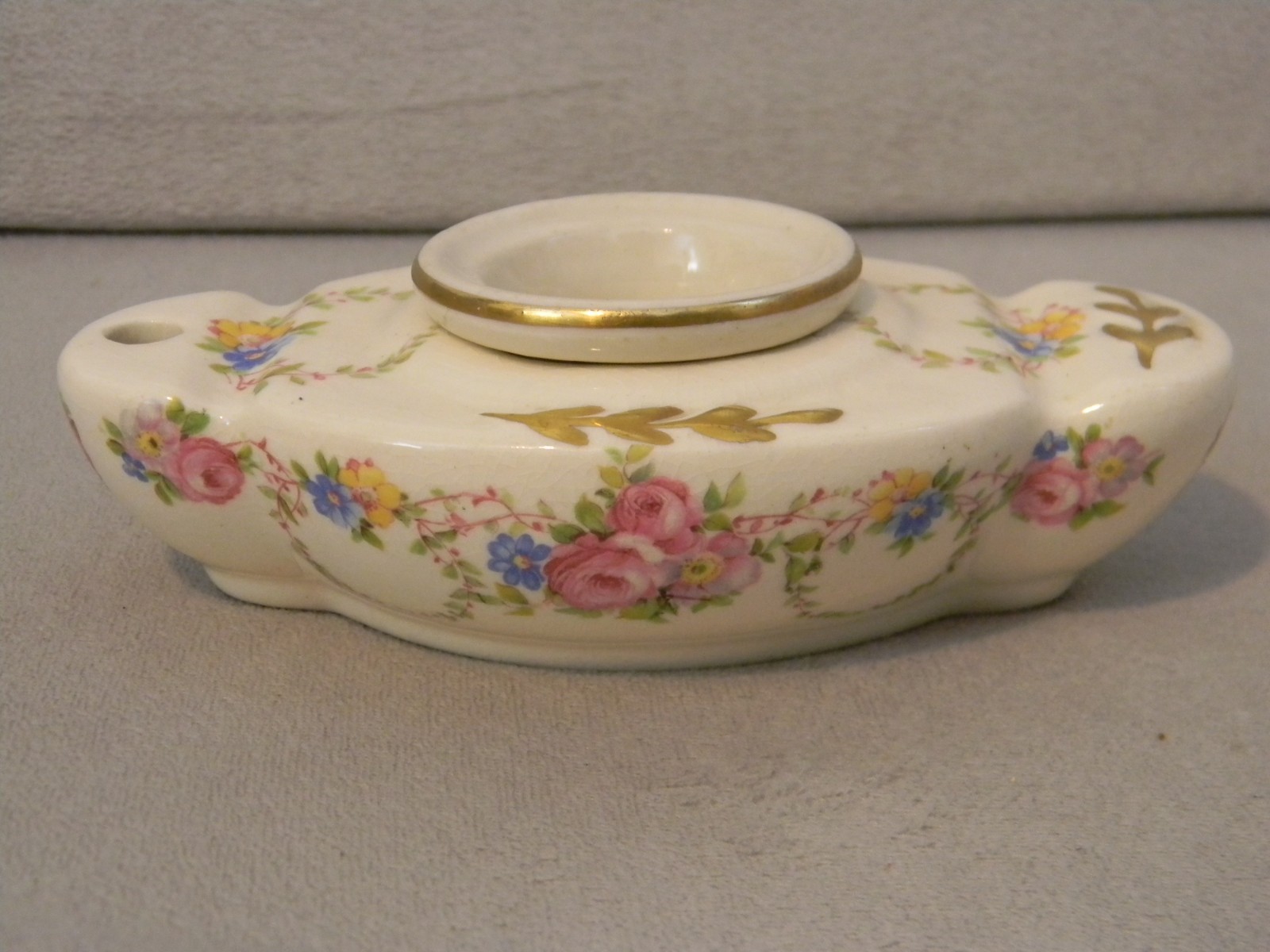 VTG Beautiful Hand Painted Porcelain Inkwell