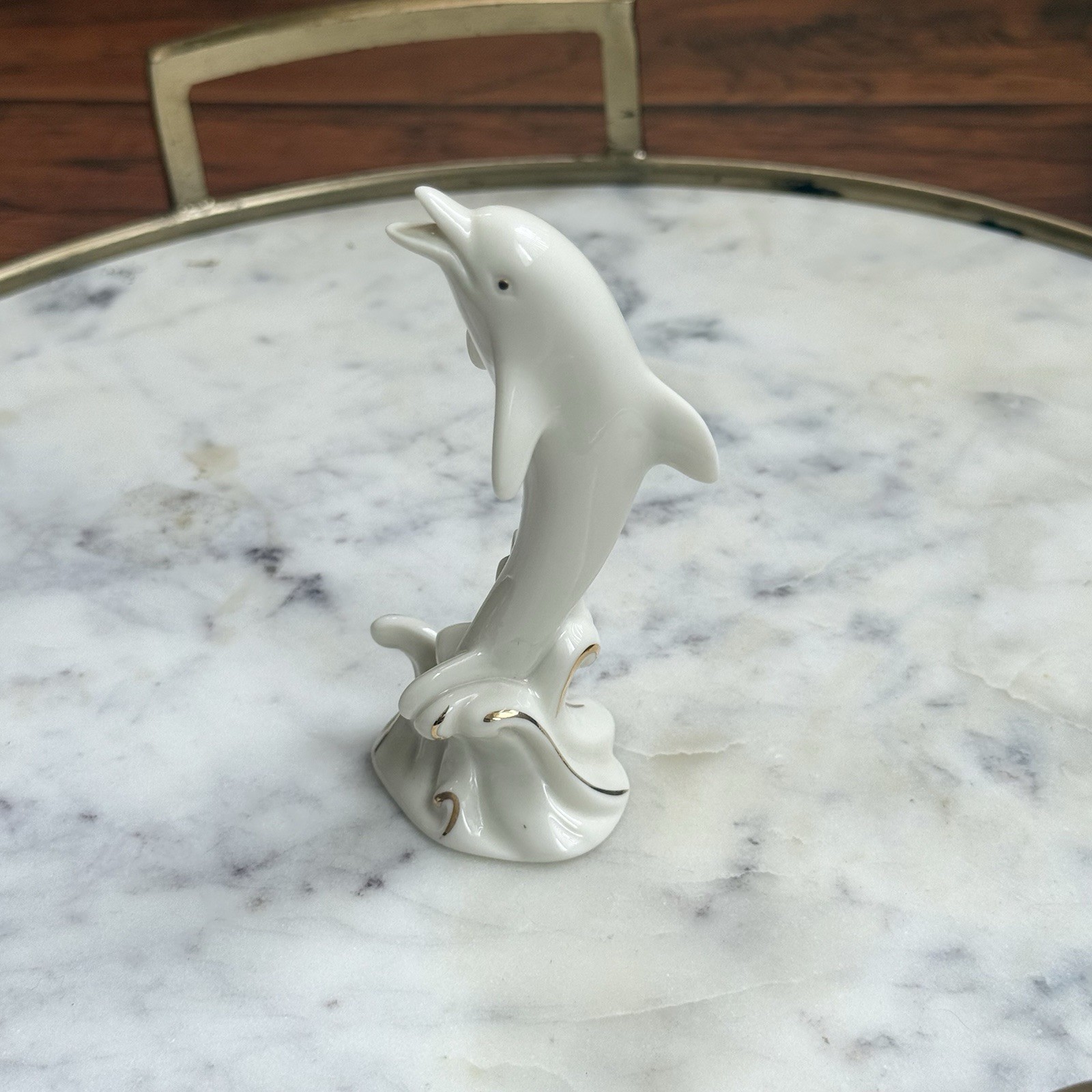 Lenox Porcelain Jumping Dolphin Figurine with Gold Accents