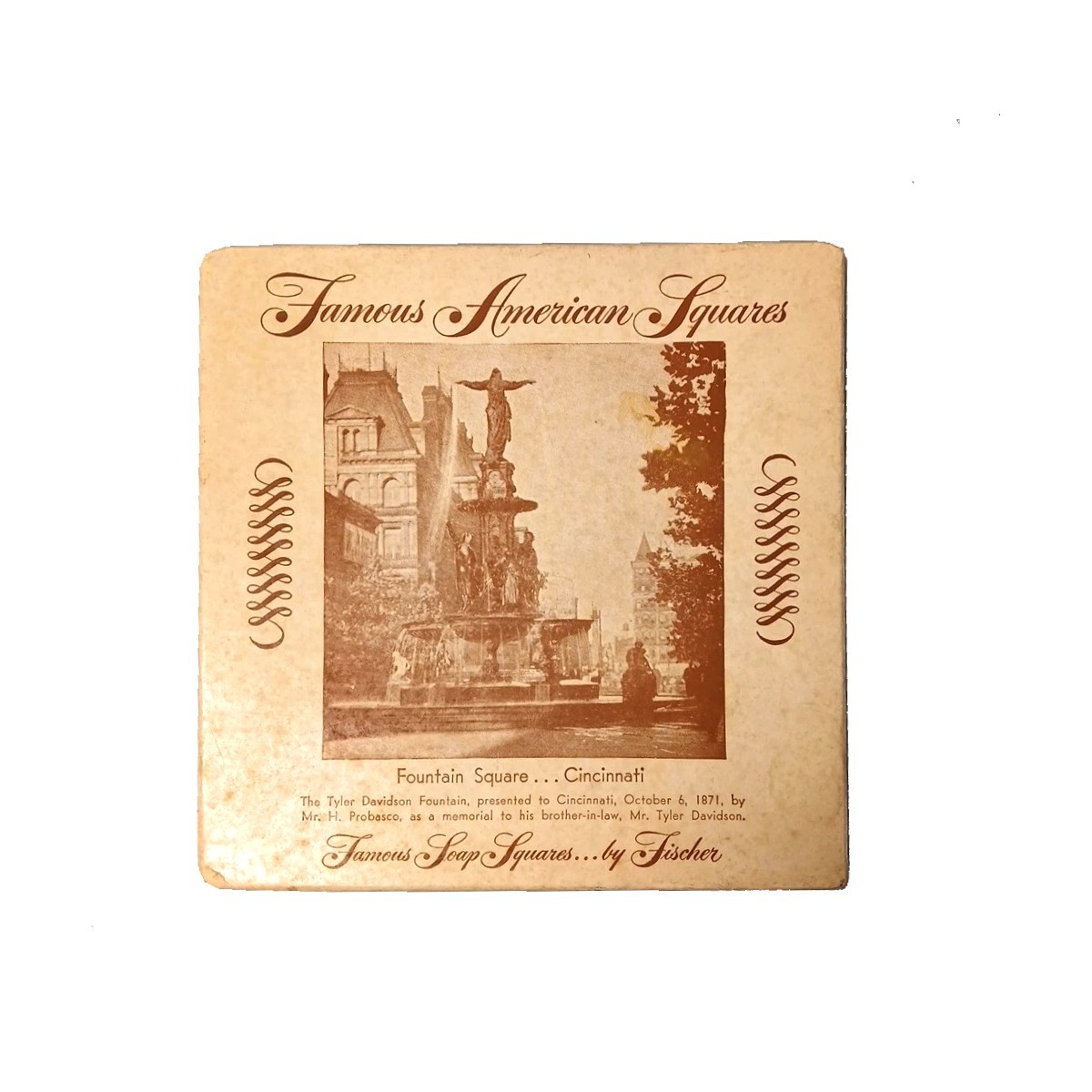 VTG 1930s 40s Fischer Soap Cincinnati Fountain Square Souvenir 4-Piece Boxed Set