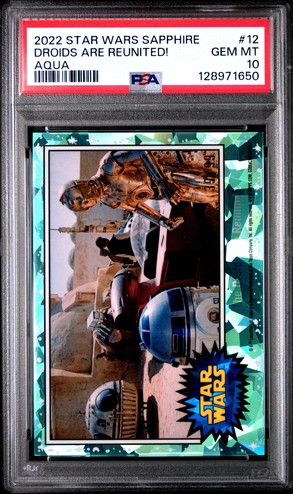 2022 Topps Chrome Sapphire Edition Star Wars Droids Are Reunited /99 #12 PSA 10