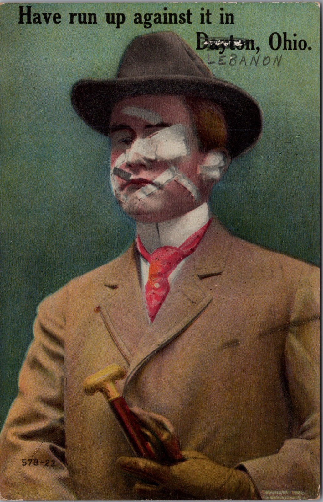 Vintage Comic Baseball Injury Postcard Lebanon, Ohio 1911 Humor Vintage Comic Baseball Injury Postcard Lebanon, Ohio 1911 Humor