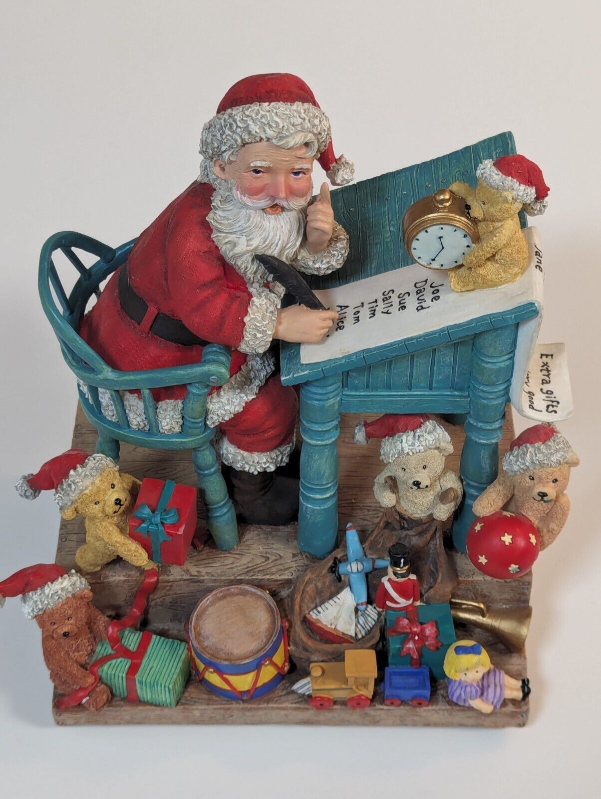 Santa At Desk With Bears, San Francisco Music Box Company, Rare, 