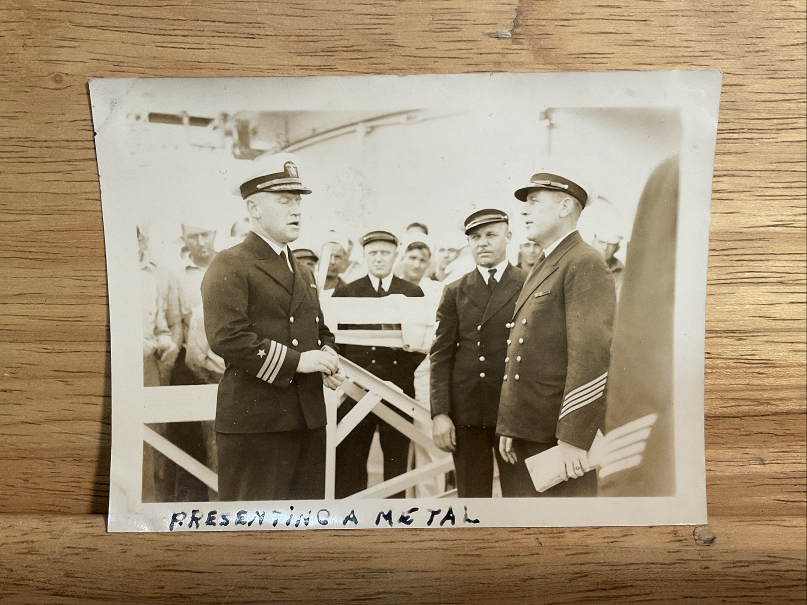 Vintage 1930\'s U.S. Navy Photo Chief C.F. Hughes Presenting A Metal Vintage 1930\'s U.S. Navy Photo Chief C.F. Hughes Presenting A Metal