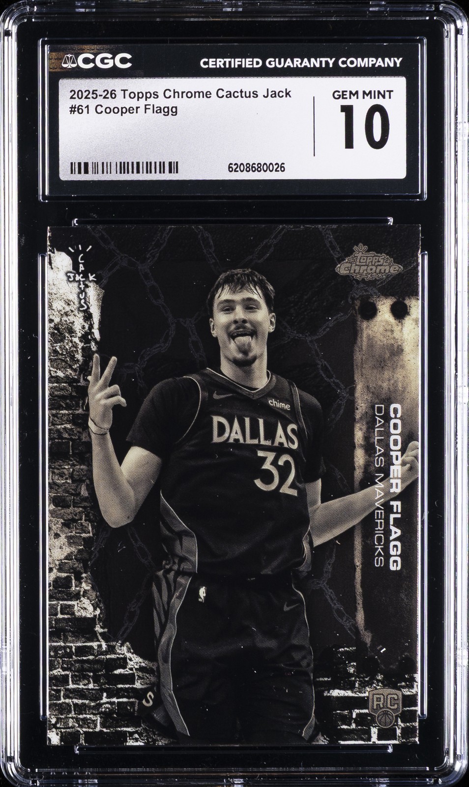 2025-26 TOPPS CHROME CACTUS JACK #61 COOPER FLAGG CGC 10 GEM MINT