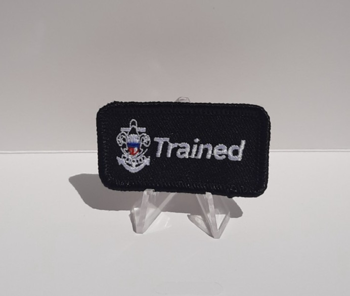 Trained BSA Sea Scouts Uniform Tab Patch Black 2.25\