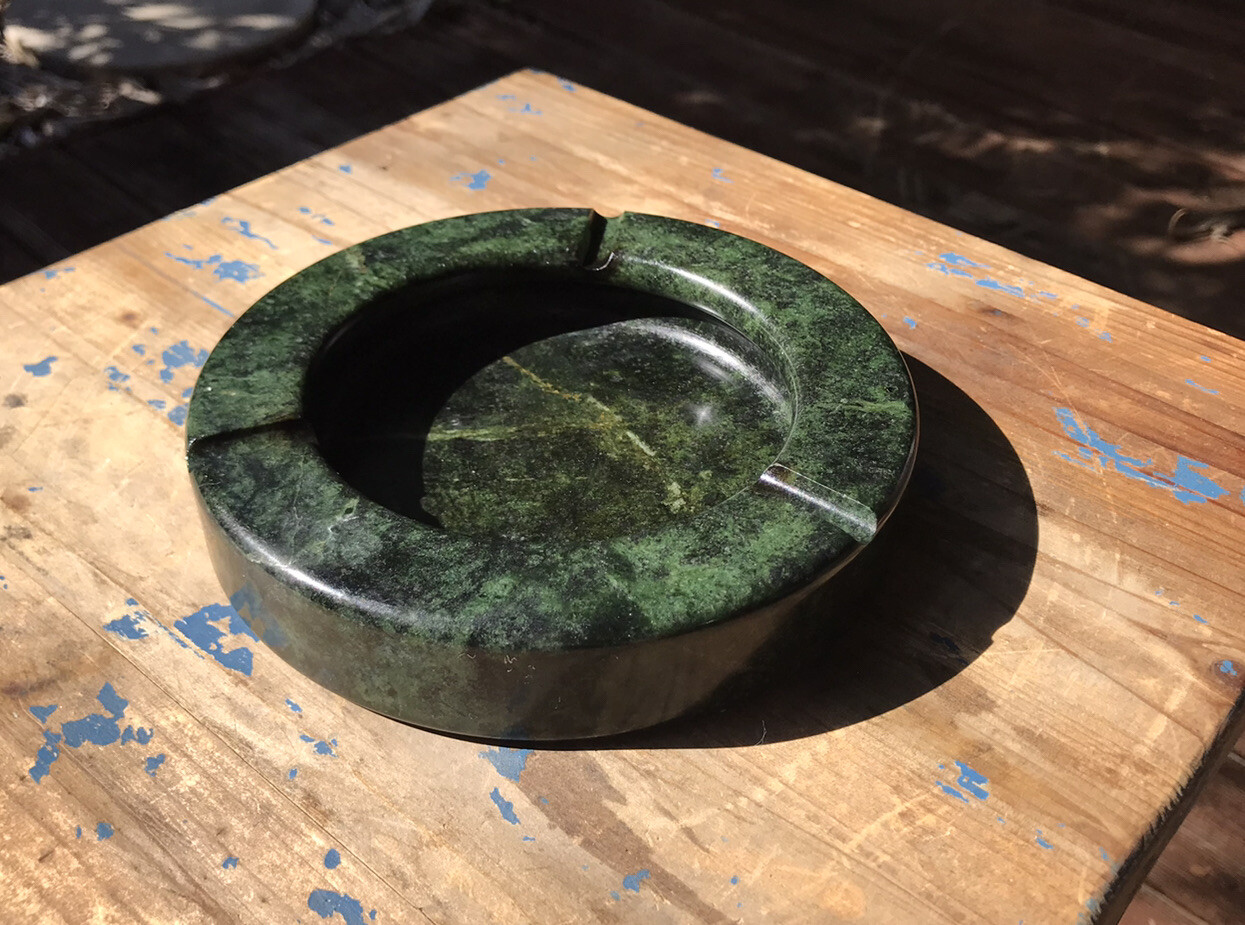 MCM Serpentine Mineral Stone Handmade Ashtray 6 Inch