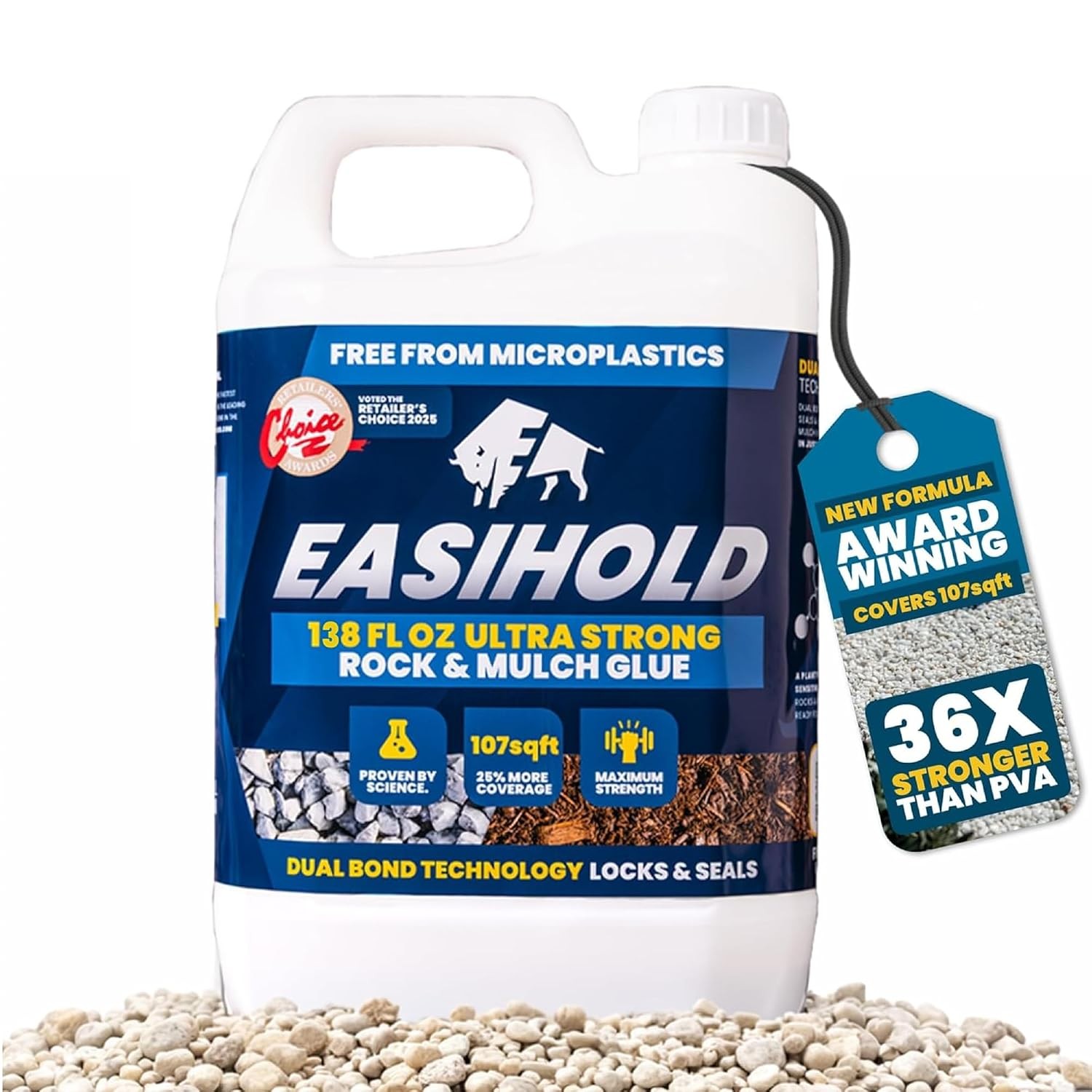 Easihold Rock Glue for Landscaping 1 Gallon - Gravel Binder Non-Toxic Mulch and Easihold Rock Glue for Landscaping 1 Gallon - Gravel Binder Non-Toxic Mulch and