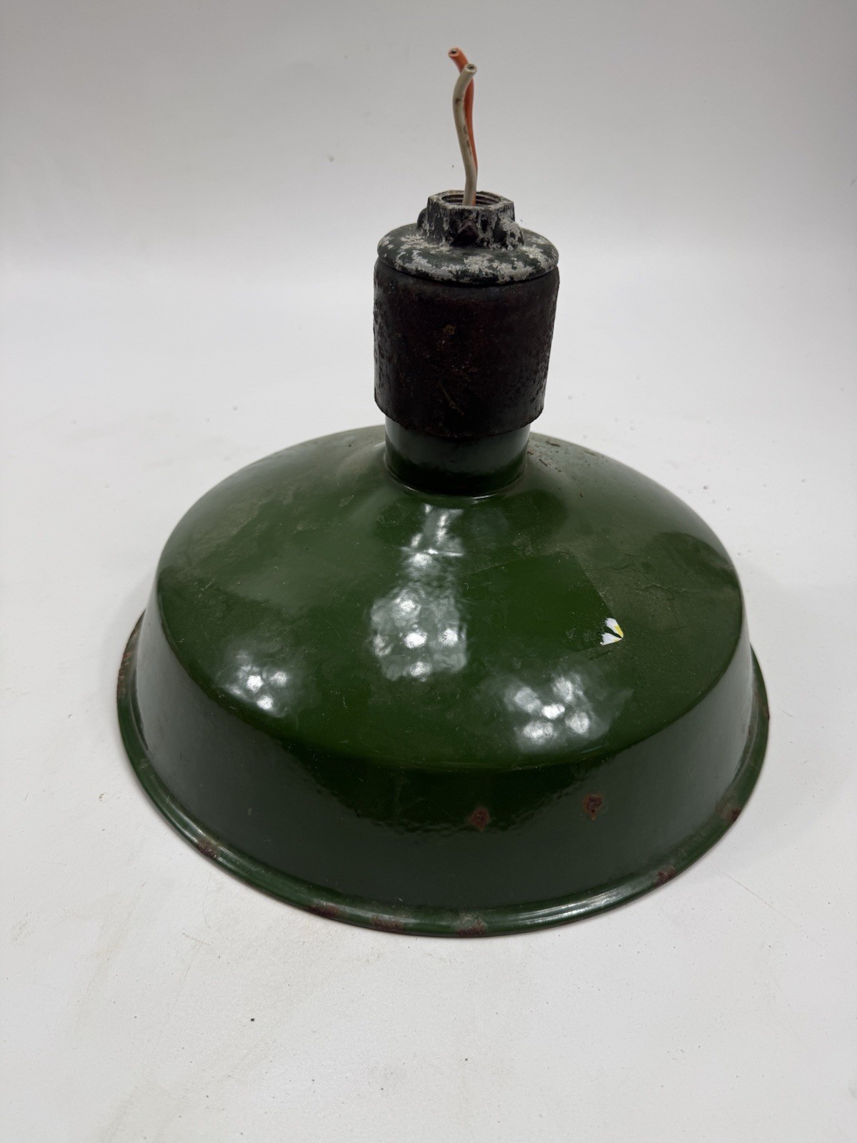 Vintage Green Enamel Barn Or Farmhouse Light Gas Station Light