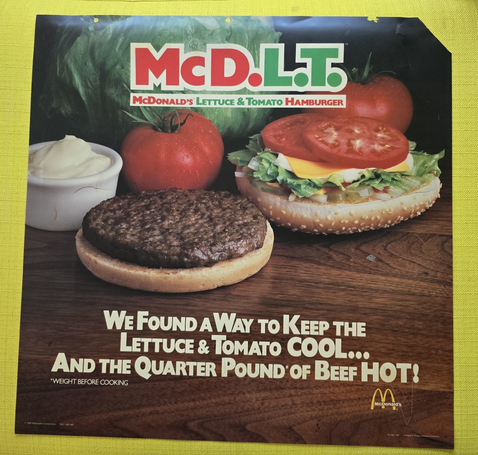 1985 McDonald\'s Translite Sign McDLT 21.75\ 1985 McDonald\'s Translite Sign McDLT 21.75\