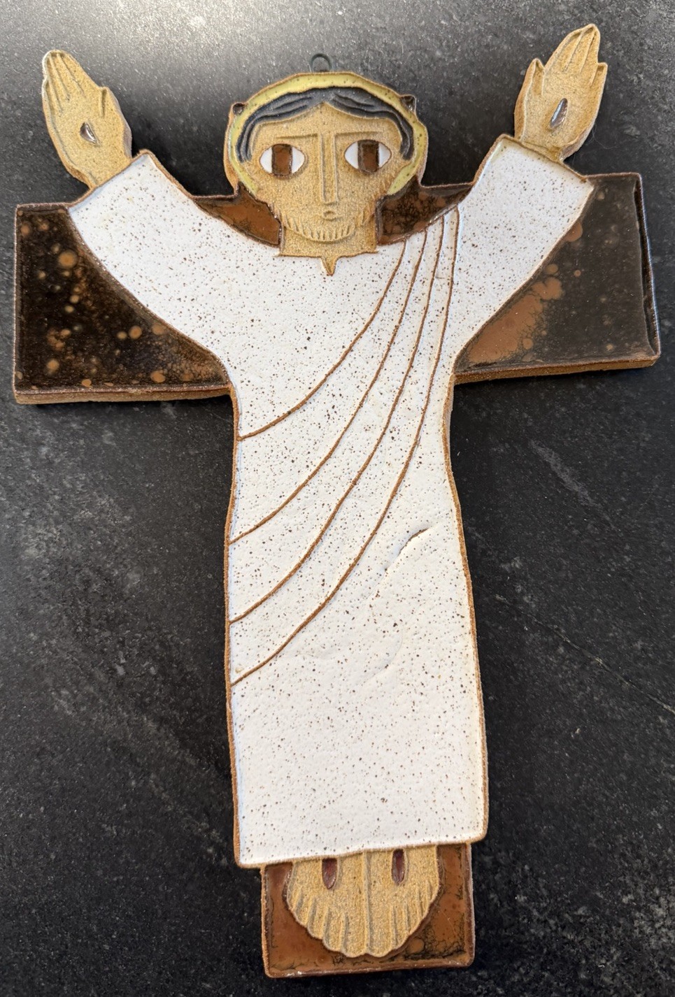 Vtg St Andrew’s Abbey Jesus Ceramic Plaque Fr Maur Van Doorslaer Valyermo 11.5”