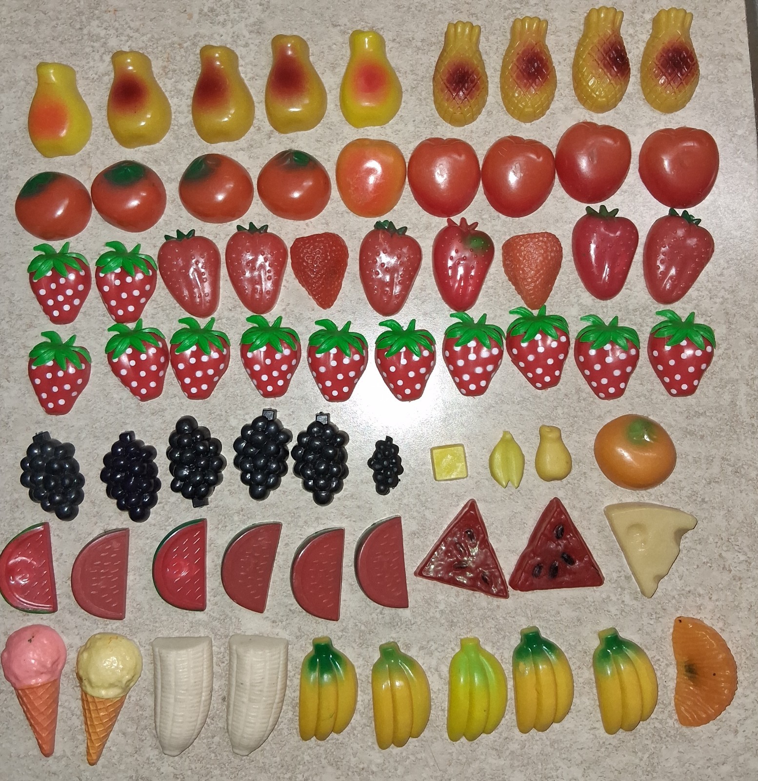 Vtg Refrigerator Fridge Magnets Mixed Lot of 67 Fruit Food Novelty Rare Rubber