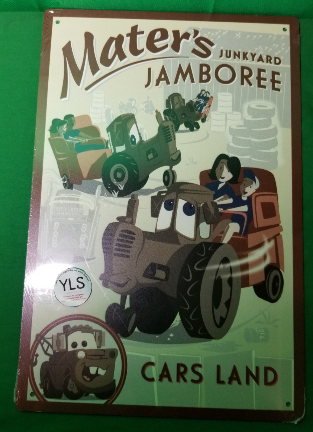 Disney Parks 2012 Release Mater's Junkyard Jamboree Metal Sign DCA Cars Land NWT