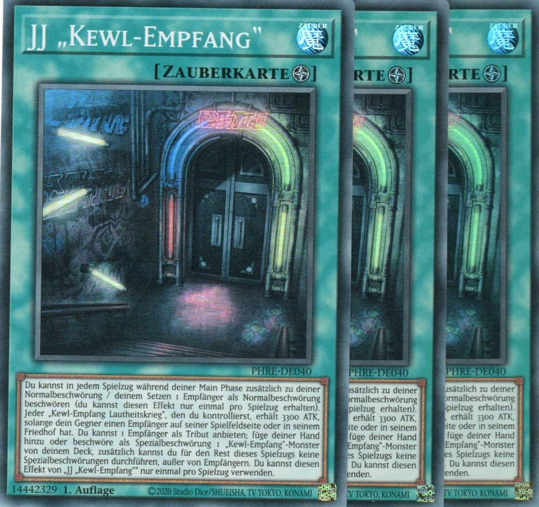 yugioh 3x JJ “Kewl Reception” PHRE-EN040 SUPER RARE 1ST EDITION GERMAN