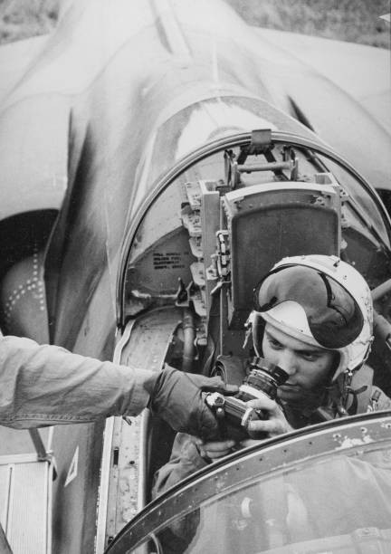 The italian photographer Angelo Cozzi prepares take off of superso- Old Photo