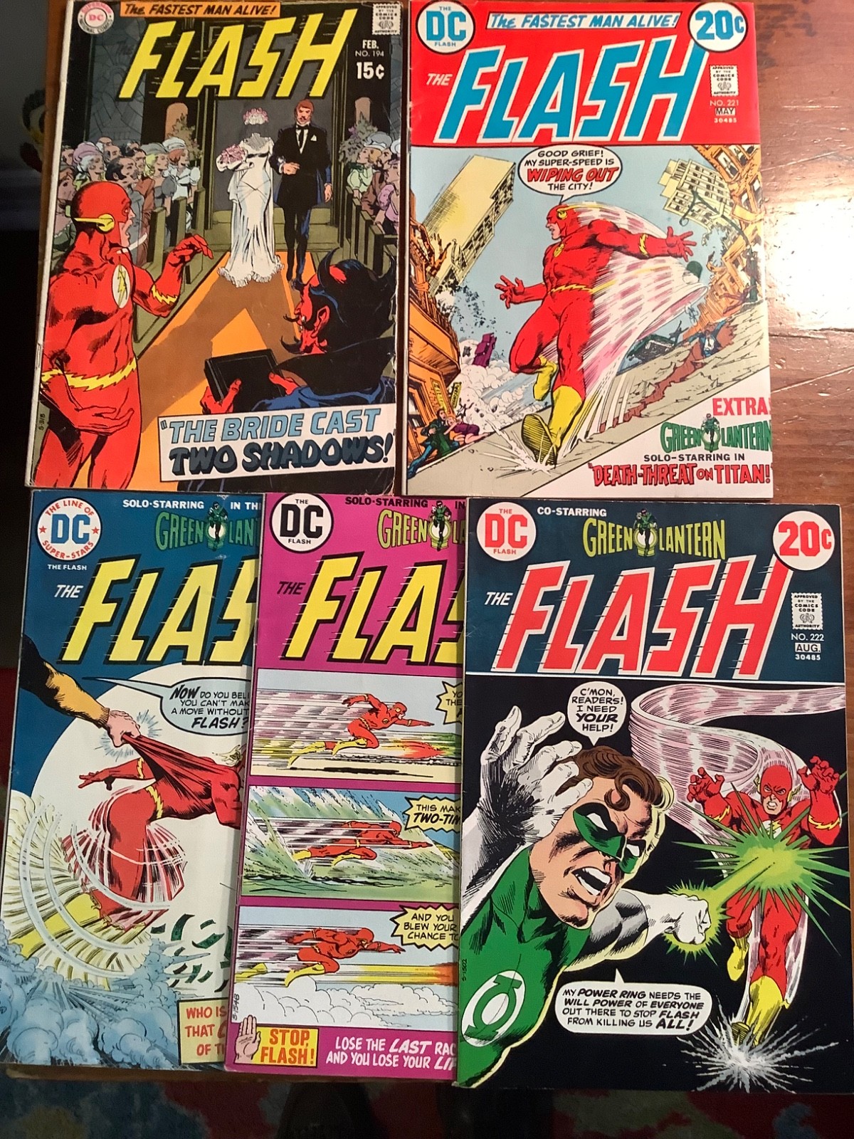 The Flash #194 221 222 223 228 Comic Book Lot DC 1970-1974 Bronze Age VG/FN