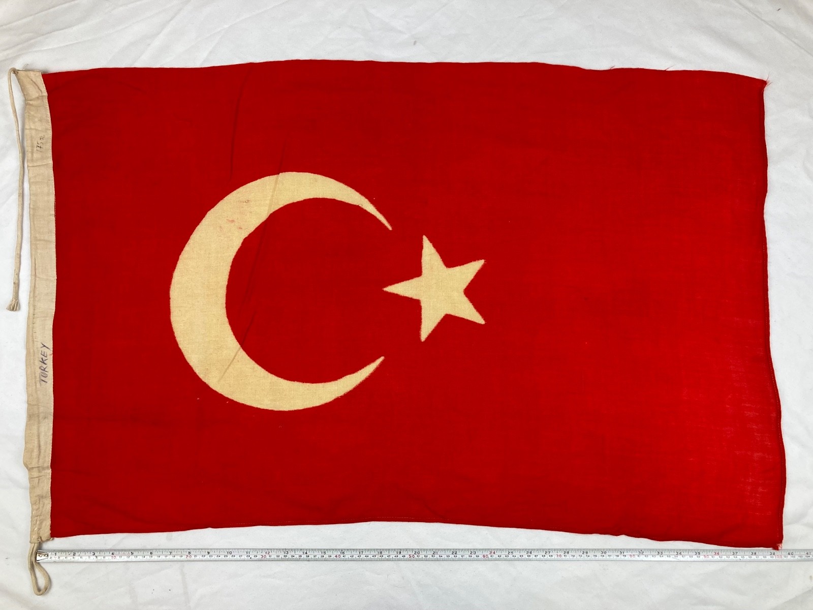 VINTAGE TURKEY FLAG TURKISH COURTESY EMBROIDERED NAUTICAL YACHT SAILING MARINE