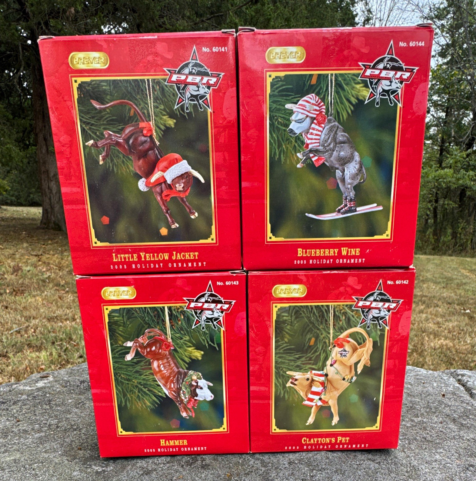 Breyer PBR 2005 Christmas Bull Hanging Ornaments Set of 4 w/ Boxes 60141-44 Breyer PBR 2005 Christmas Bull Hanging Ornaments Set of 4 w/ Boxes 60141-44
