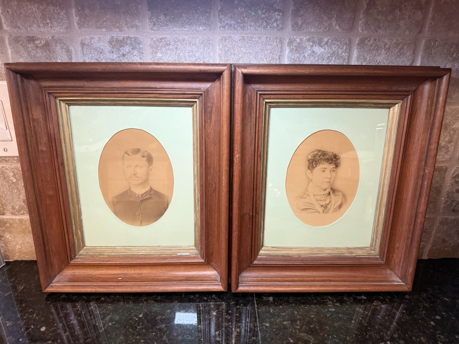 Antique Victorian 1800’s Portrait Wood Framed James Monroe Smith Sr. & May Kidd