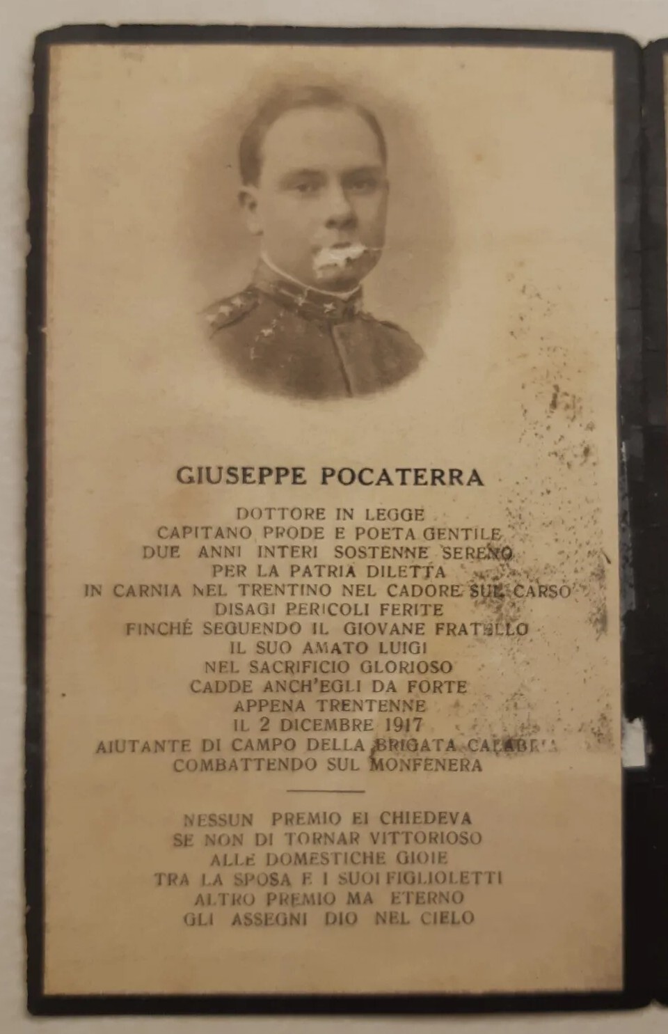 Santino Military BRIGADE CALABRIA 1917 Giuseppe Pocaterra Letters (Used-Used)