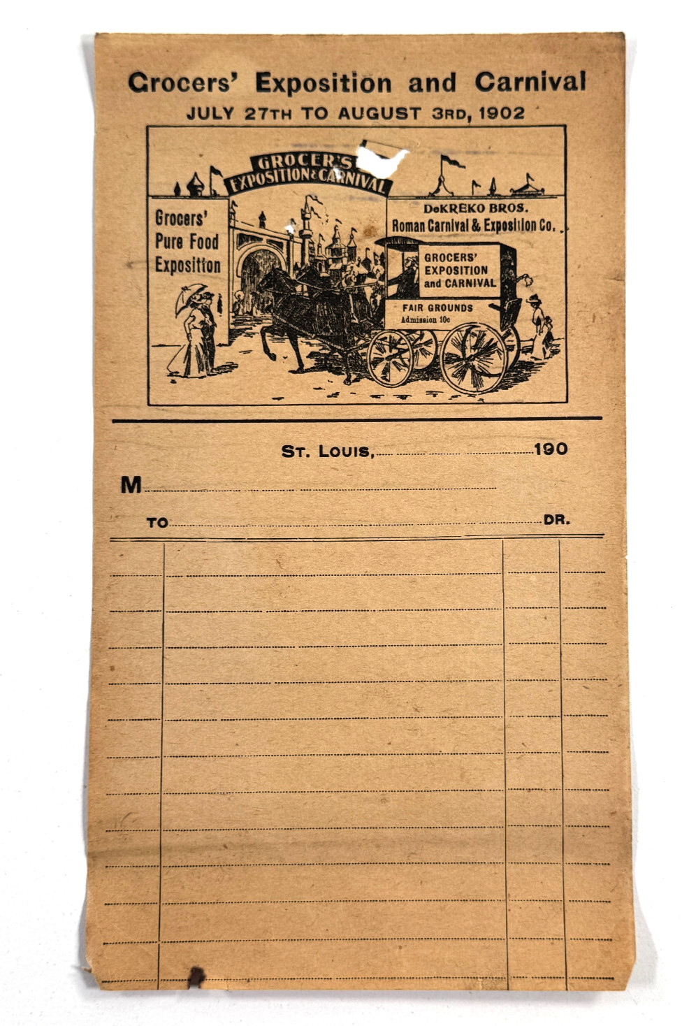 RARE 1902 St Louis MO Grocers Exposition Carnival Advertising Letterhead dekreko RARE 1902 St Louis MO Grocers Exposition Carnival Advertising Letterhead dekreko