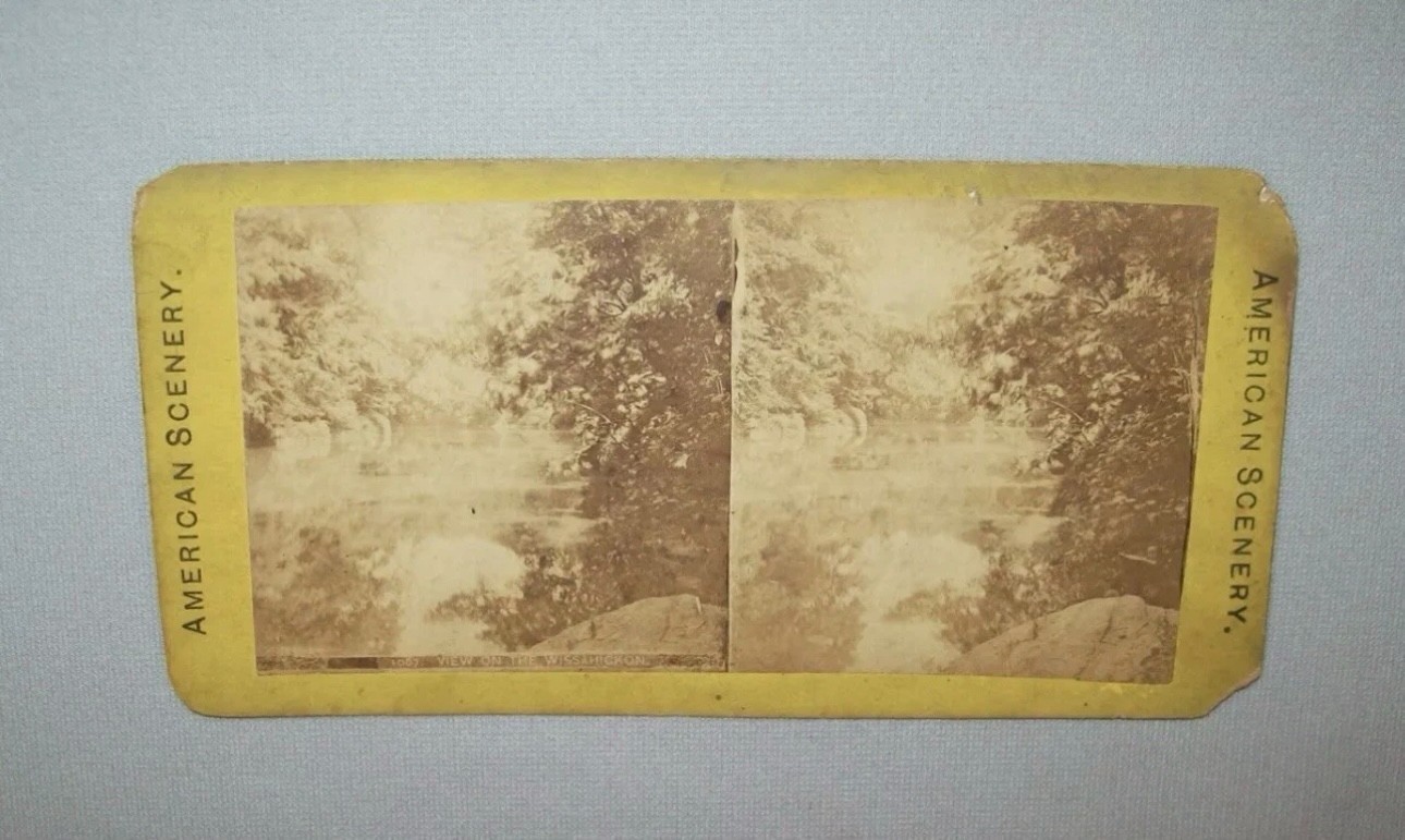 Old Antique Vtg 1870s View of the Wissahickon Stereoview Photo Card Scarce