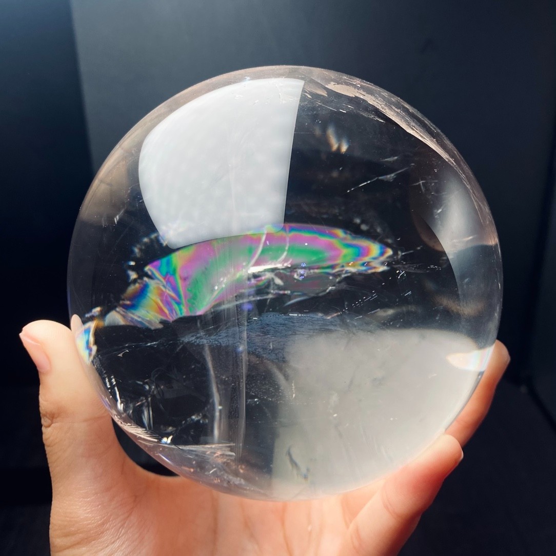 3.9LB Top Natural rainbow clear Quartz Sphere Crystal Ball healing mineral reik