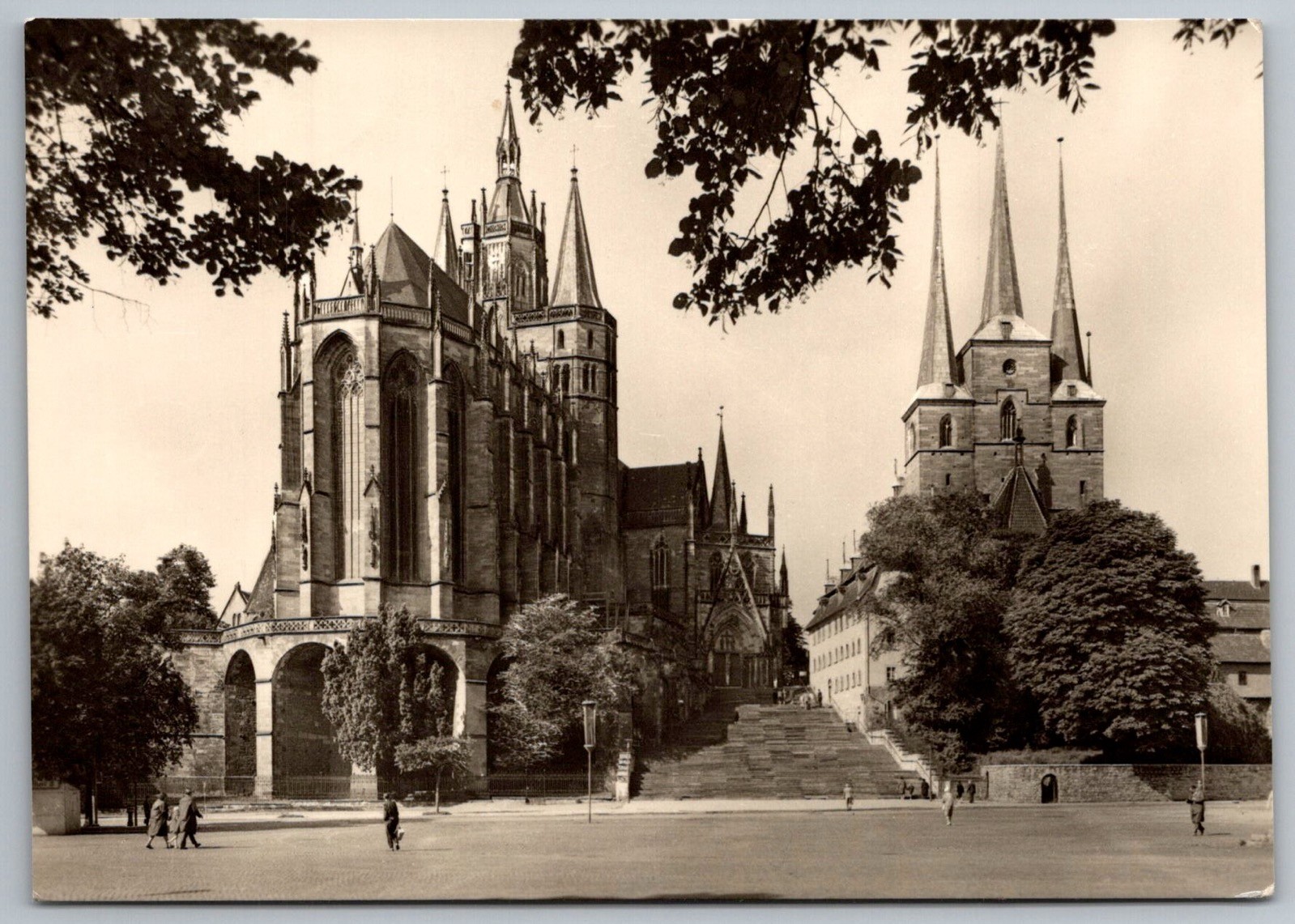 Erfurt RPPC Dom und Severikirche East Germany Real Photo Postcard c.1950s DDR