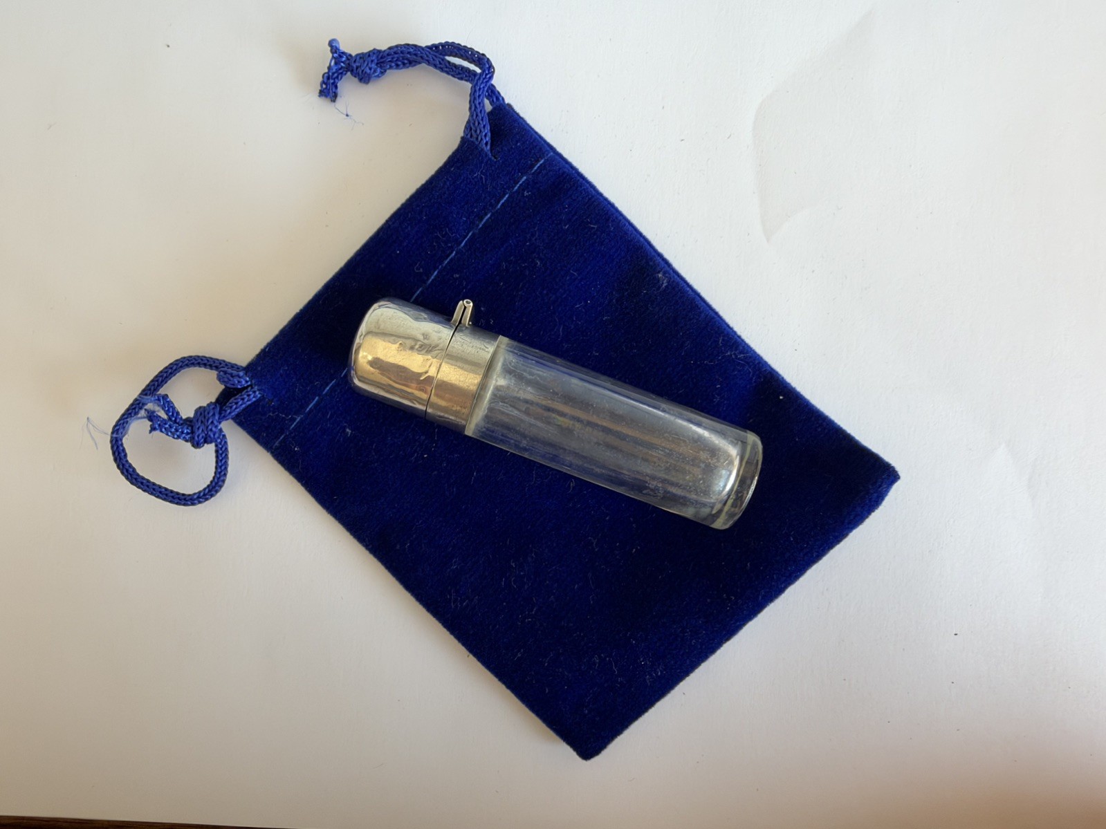 Antique Victorian Silver Mounted Glass Scent Bottle Gilt Vermeil Perfume Stopper