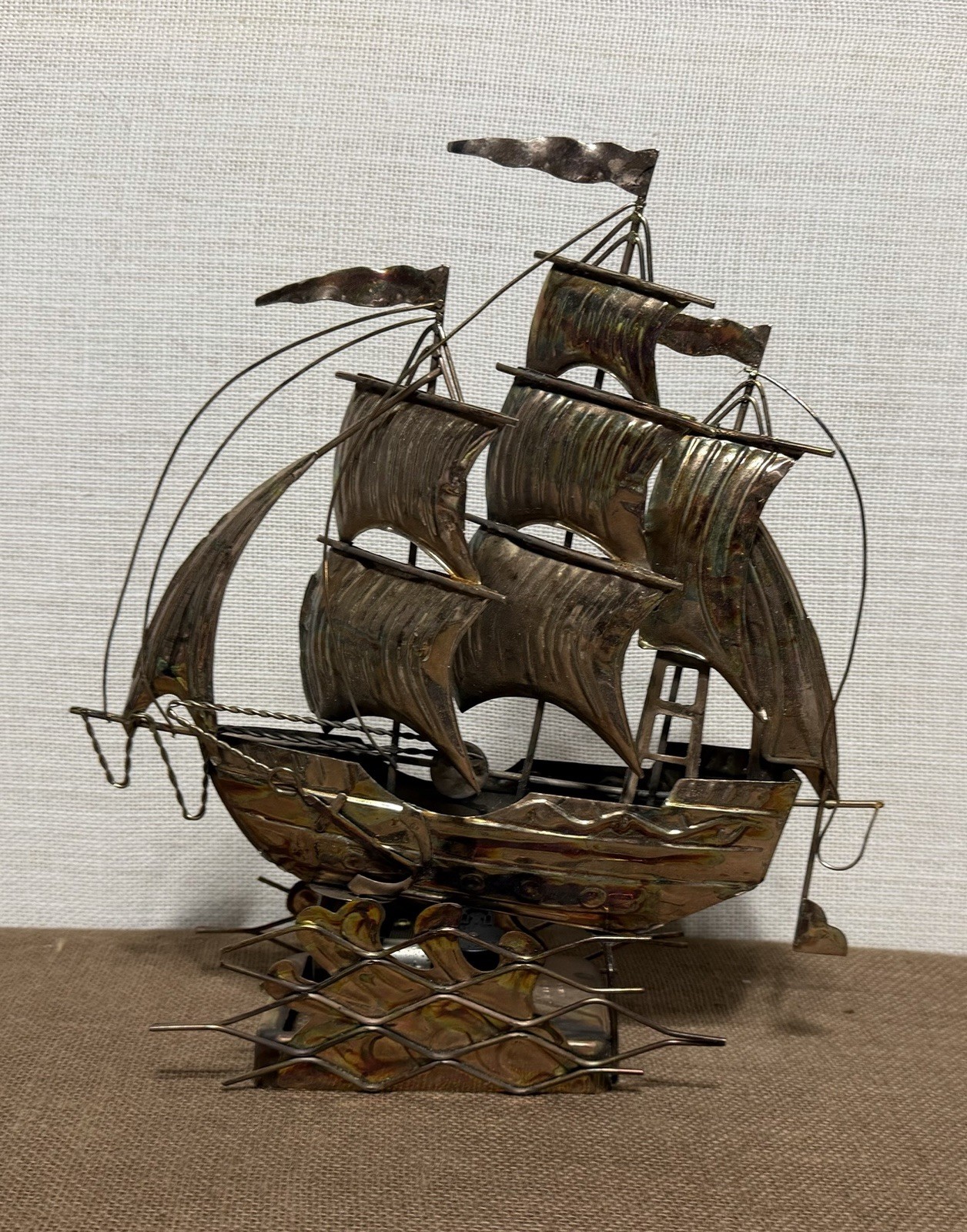 Vintage Copper Metal Ship Music Box \ Vintage Copper Metal Ship Music Box \
