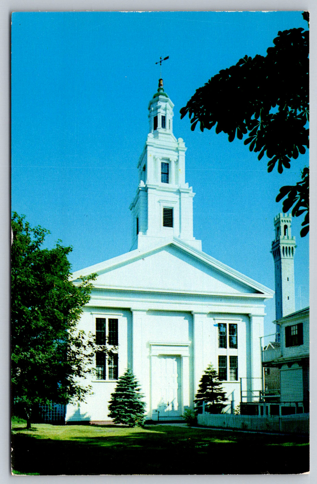 c1950s Cape Cod Church Christopher Wren Tower Provincetown Postcard