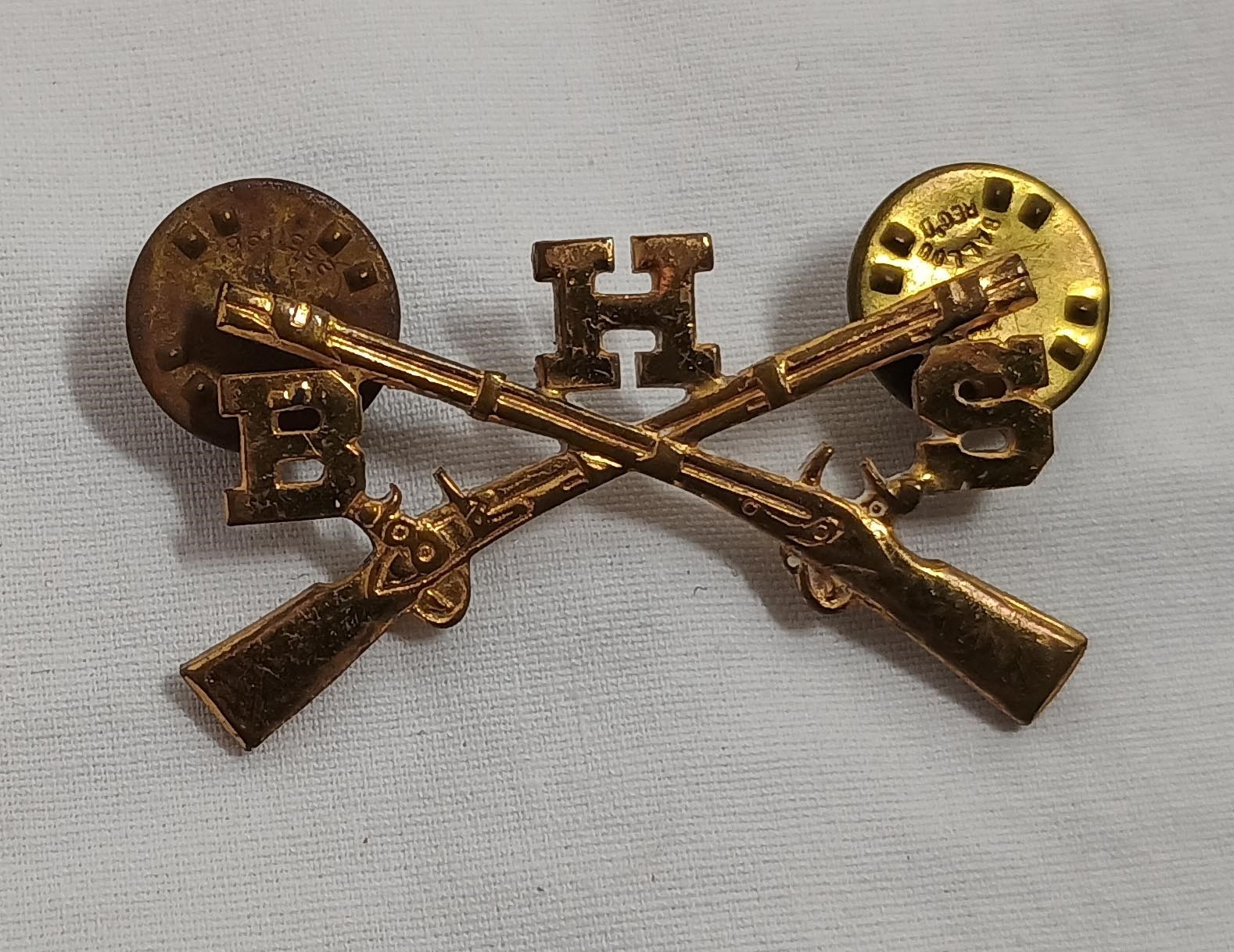 Vintage US Army Officer Infantry Pin Insignia BHS B H S