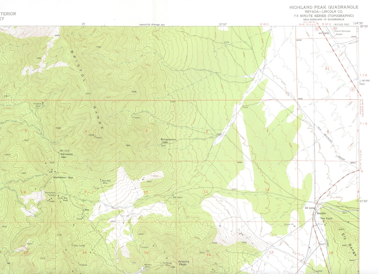 Highland Peak Quadrangle Nevada 1953 Topo Map USGS 7.5 Minute Topographic Highland Peak Quadrangle Nevada 1953 Topo Map USGS 7.5 Minute Topographic