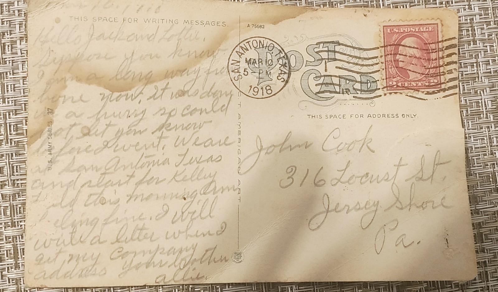 Vintage Post Card Postmarked 1918