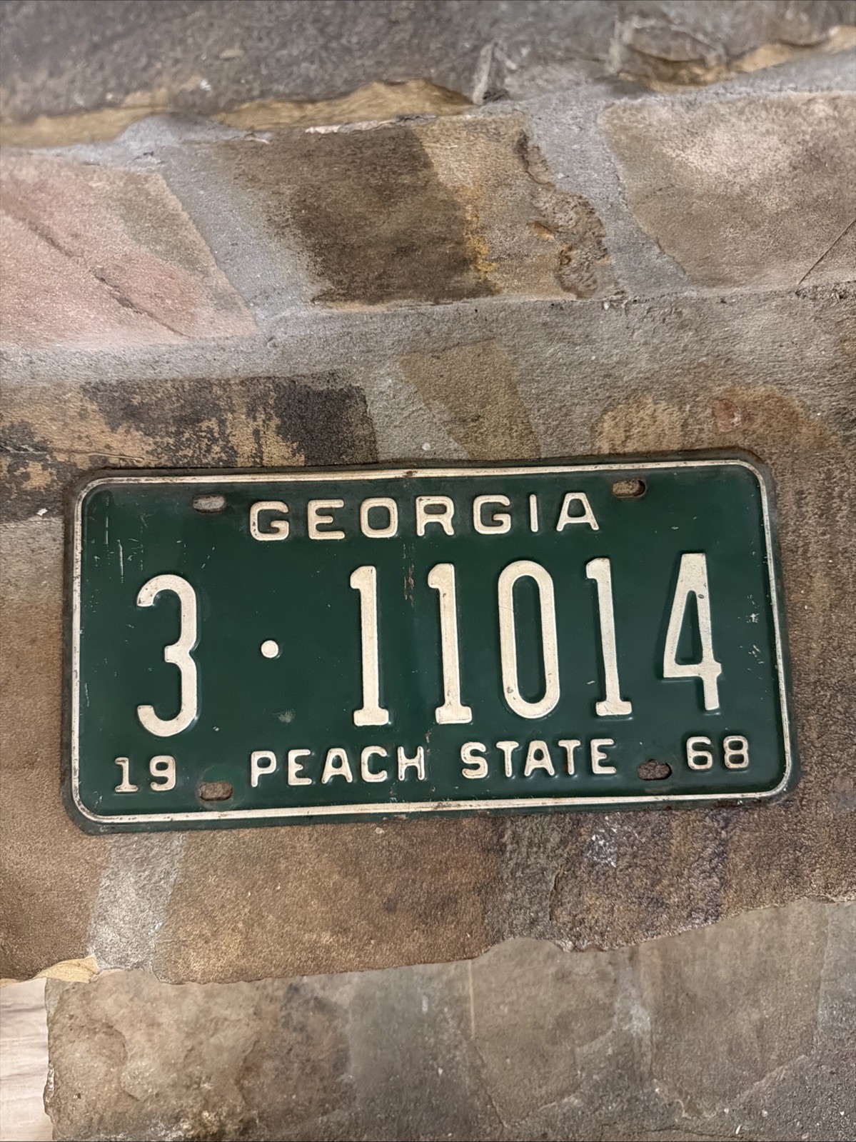 1968 Georgia License Plate Tag Vintage Original 3 11014 Chatham County