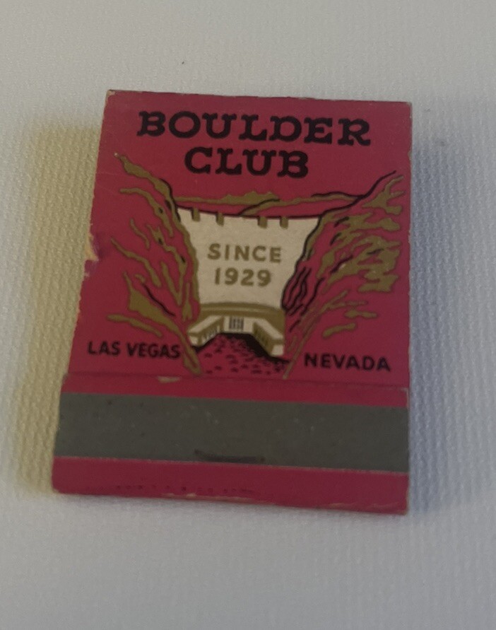 1950’s Full Unstruck Matchbook Boulder Club Since 1929 Las Vegas Nevada