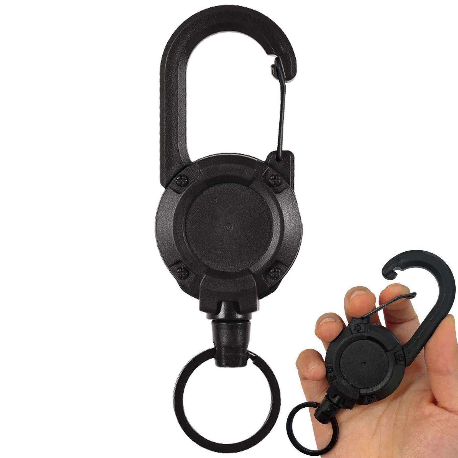 2x Heavy Duty Retractable Keychain ID Badge Securing Clamp Rope Tactical Lanyard