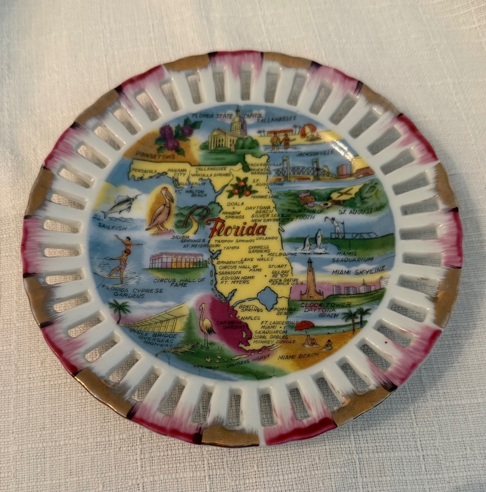 Vintage Florida Porcelain Plate