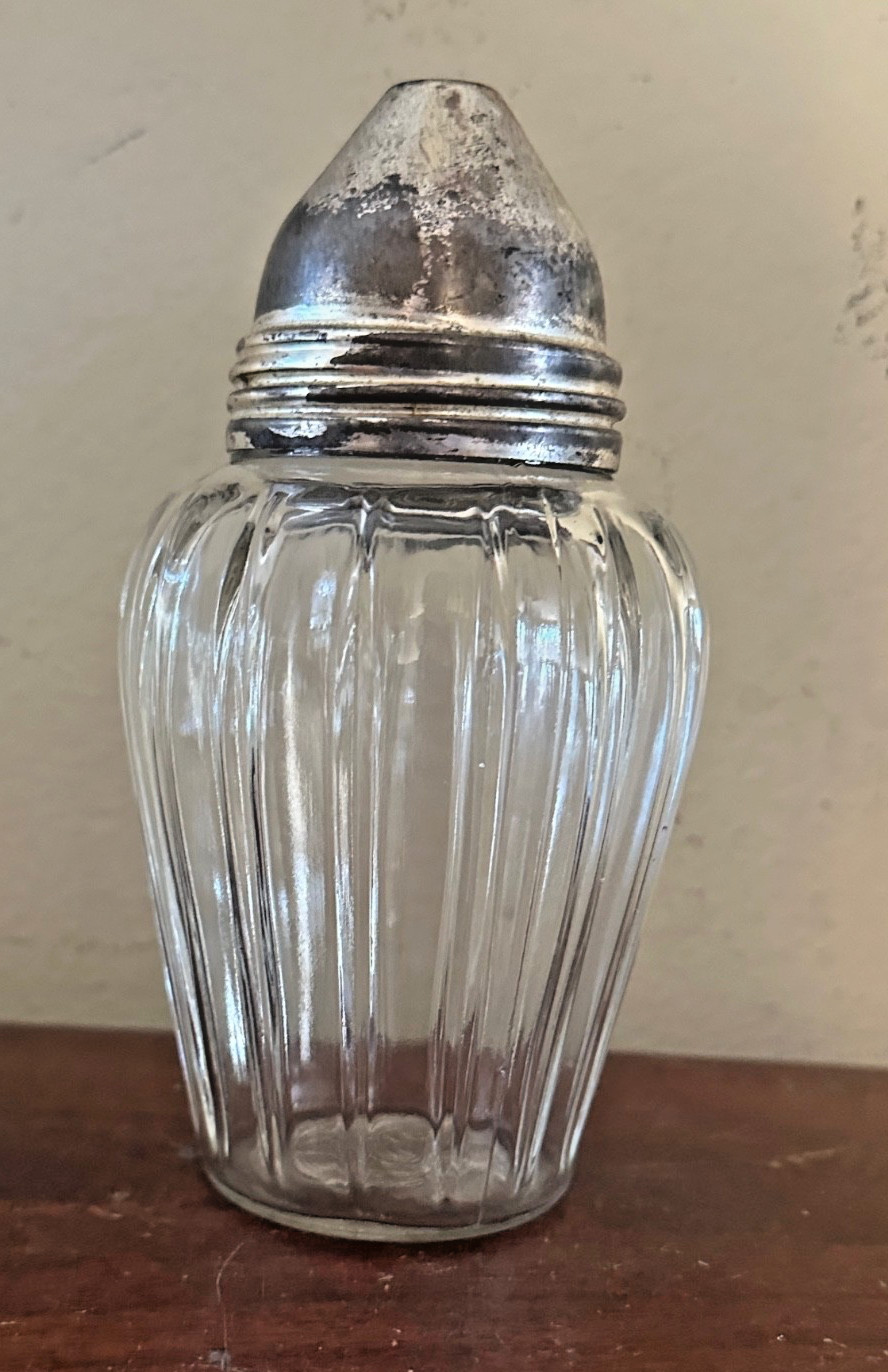 Vintage 1930s BMF German Tilt-A-Spoon Glass Sugar Shaker/Dispenser 6 Inches Tall