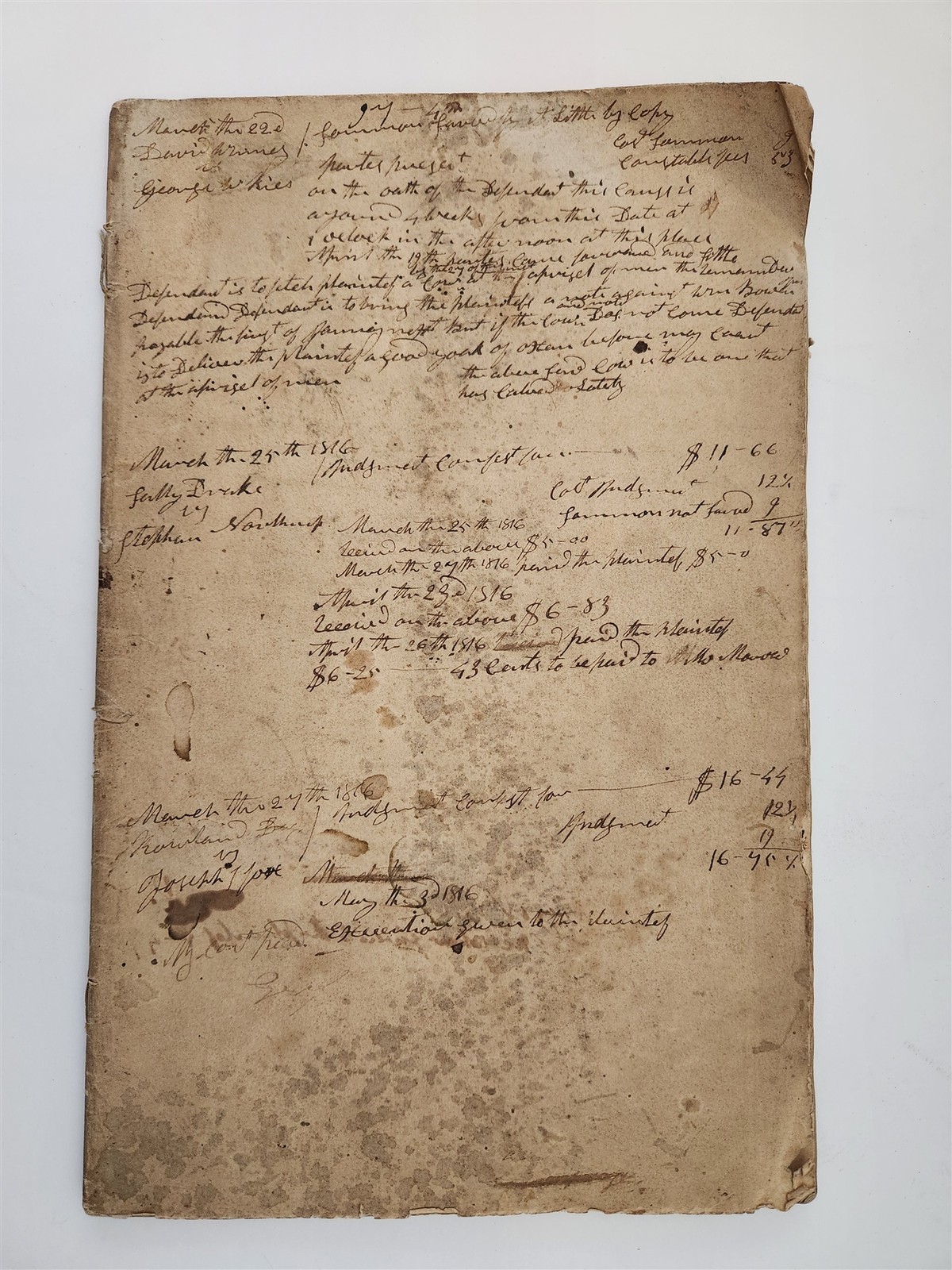1816 antique CAYUGA COUNTY ny JUSTICE COURT DOCKET handwritten LEGAL LEDGER