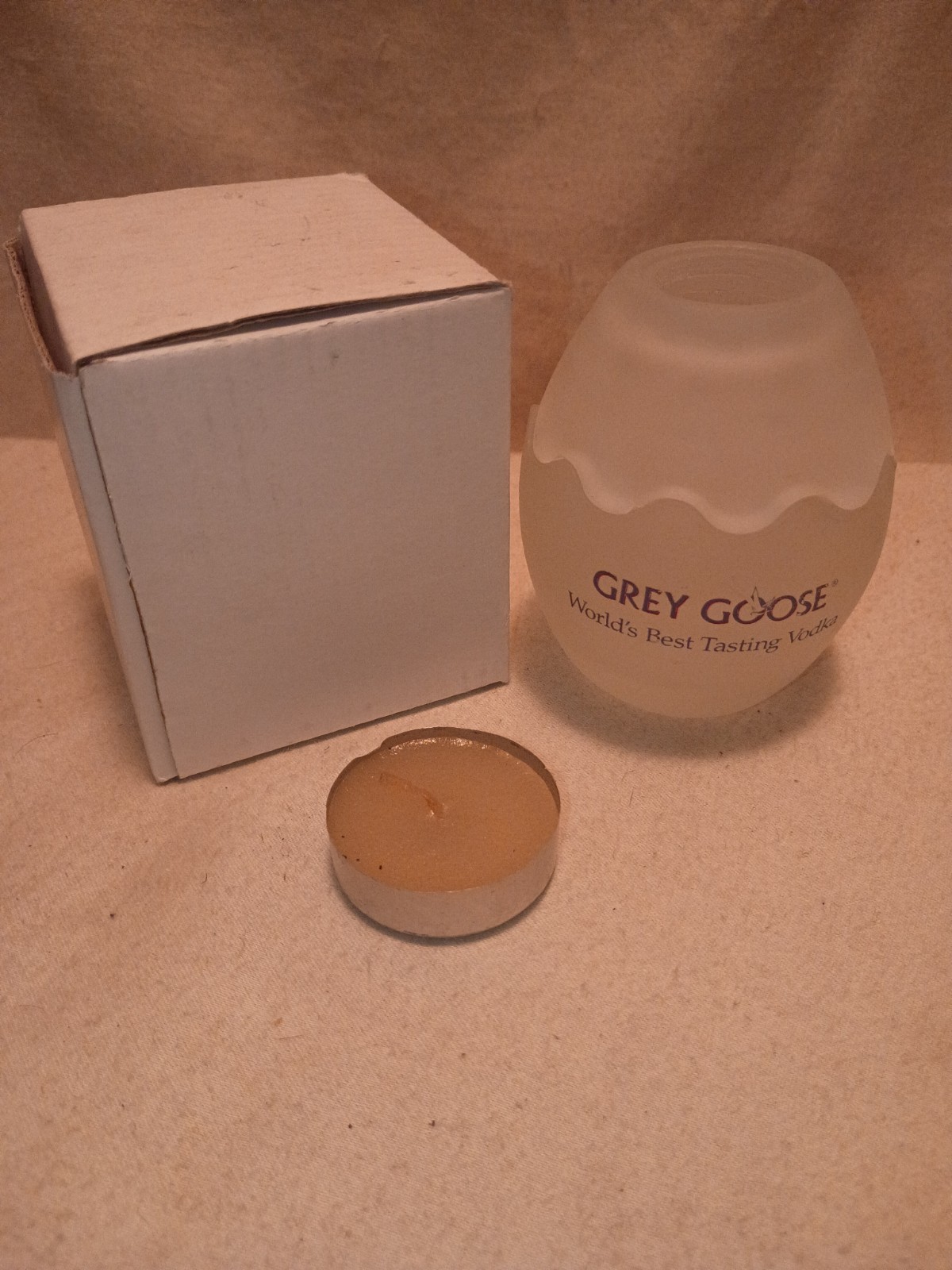 Vintage Grey Goose Vodka Egg Tea-Light Candle Holder & Candle New in Box