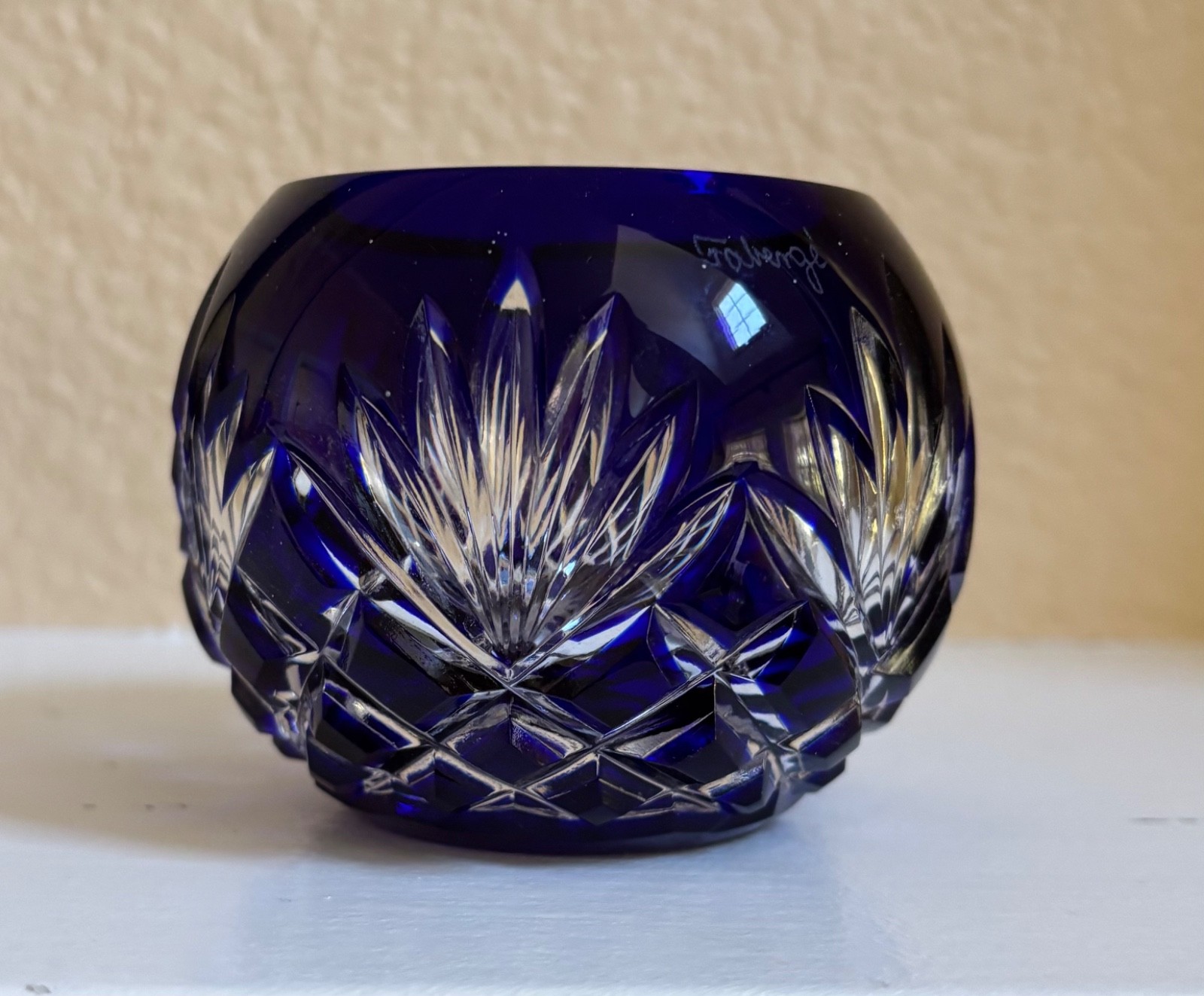 Faberge Nadya Crystal Cobalt Blue Votive Candle Holder Faberge Nadya Crystal Cobalt Blue Votive Candle Holder