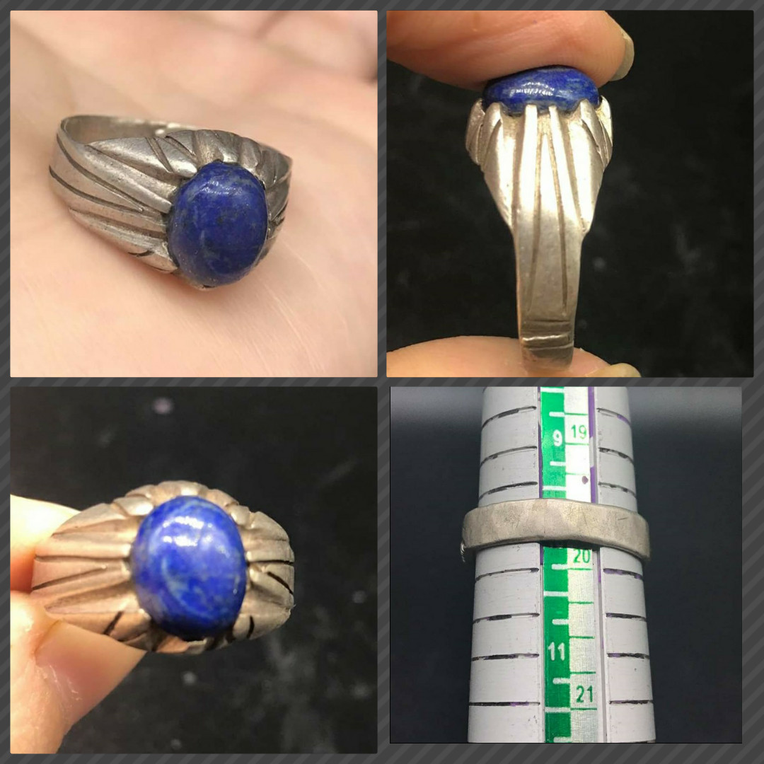 Very Beautifull Rare Old Centrail Asian Jewellery Lapiz Stone Pure Sliver Ring Very Beautifull Rare Old Centrail Asian Jewellery Lapiz Stone Pure Sliver Ring