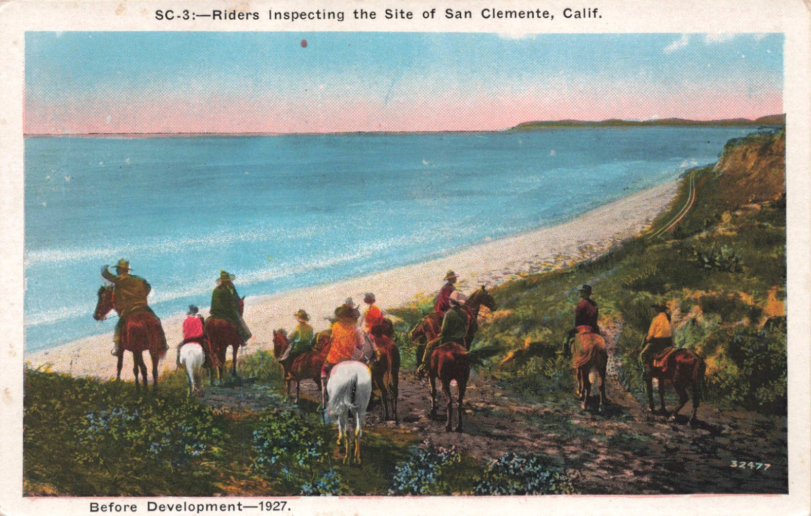 1927 San Clemente California Before Development Riders Inspect Site Postcard