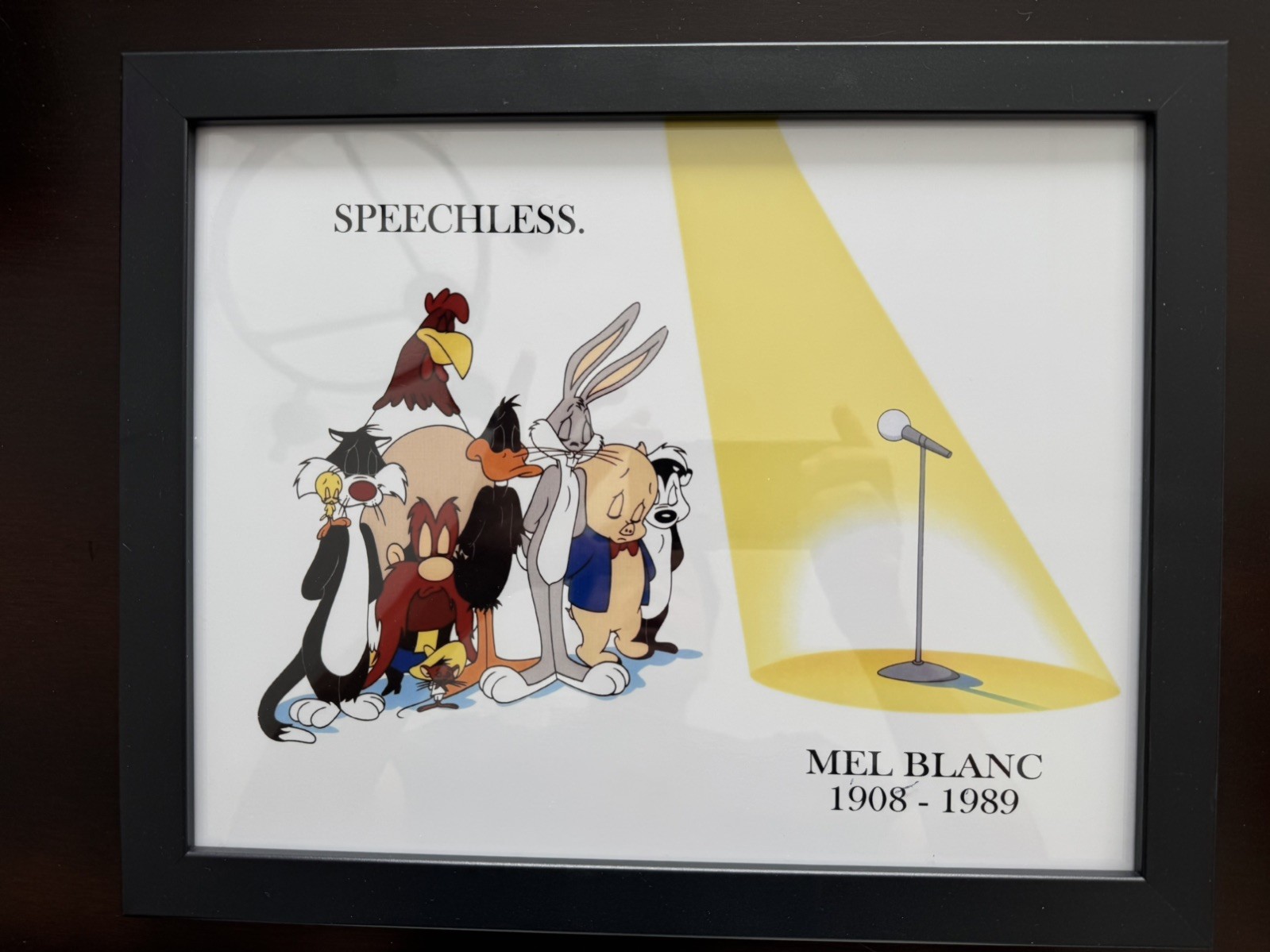 💚 Mel Blanc Speechless 14 x 11 tribute Warner Bros print NEW Frame Glass 💚 Mel Blanc Speechless 14 x 11 tribute Warner Bros print NEW Frame Glass