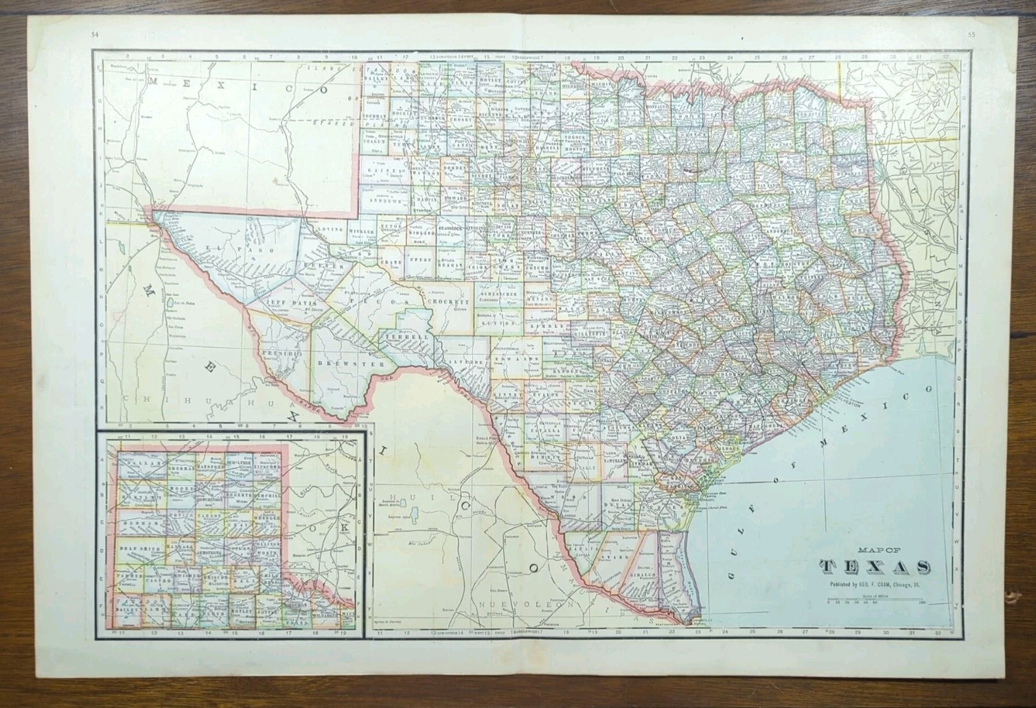 Vintage 1911 TEXAS Map 22\