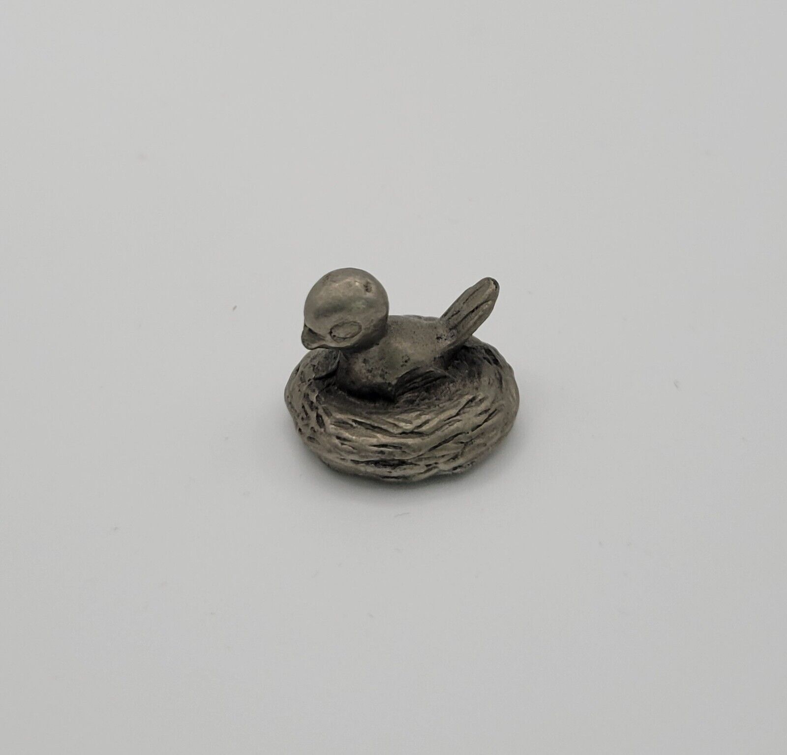 Pewter - Bird in Nest Miniature Figurine