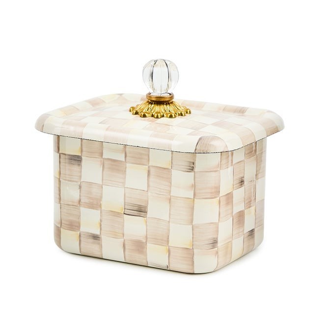 NEW MacKenzie Childs Mocha Check Recipe Box,No Import Fees NEW MacKenzie Childs Mocha Check Recipe Box,No Import Fees